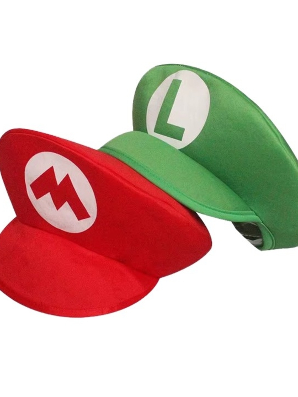 Pair Mario & Luigi Red and Green Kids Character Caps — Playful Costume Hat Set